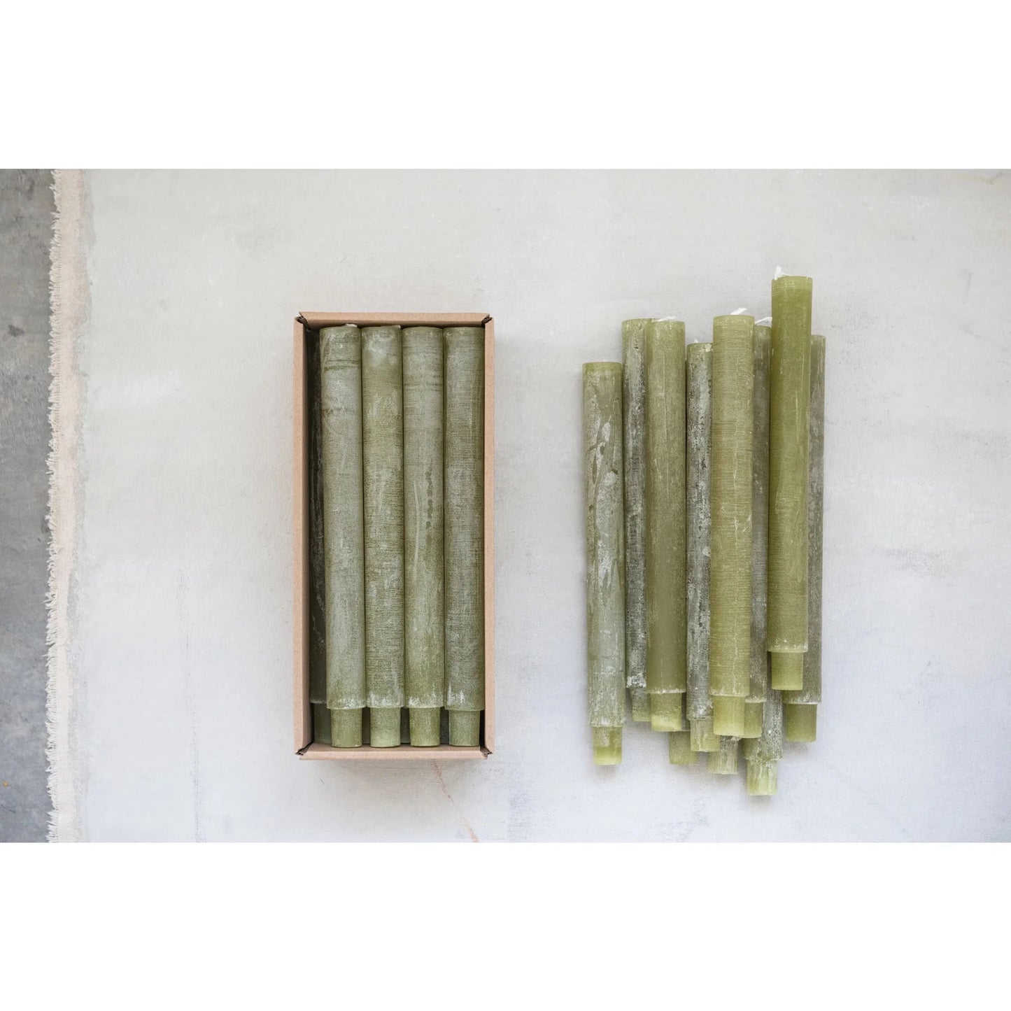 Unscented Taper Candles- Green with Powder Finish