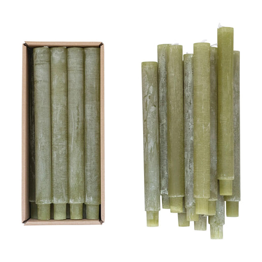 Unscented Taper Candles- Green with Powder Finish