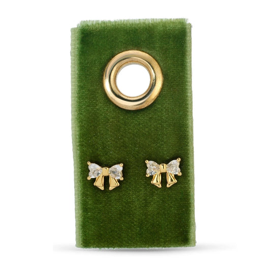 CZ Bow Studs on Velvet Gift Tag
