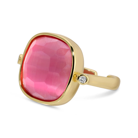 Ms. Reliability, Square Stone Ring-Pink
