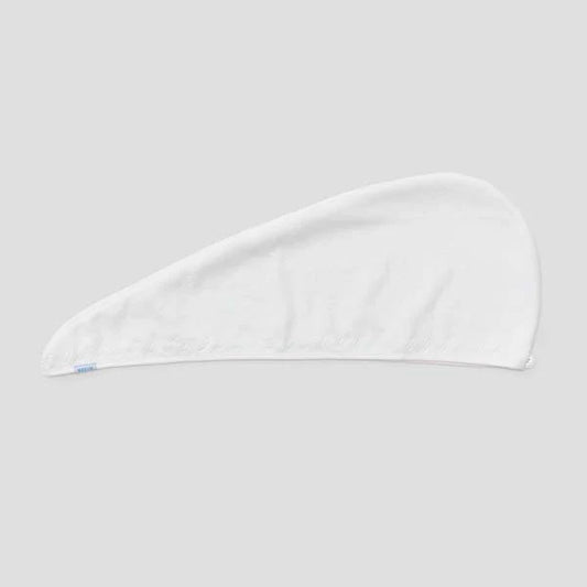 Hair Towel- White Embroidered Wave