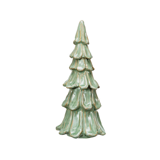 Handmade Stoneware Tree, Reactive Glaze, Green (Each One Will Vary)