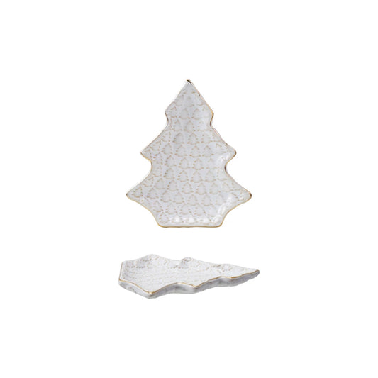 Stoneware Tree Shaped Plate with Trees (Each Will Vary)