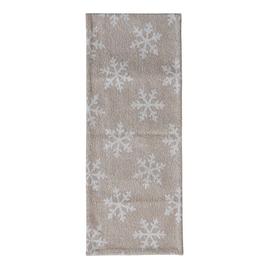 Woven Recycled Fabric Jacquard Table Runner with Snowflake Pattern