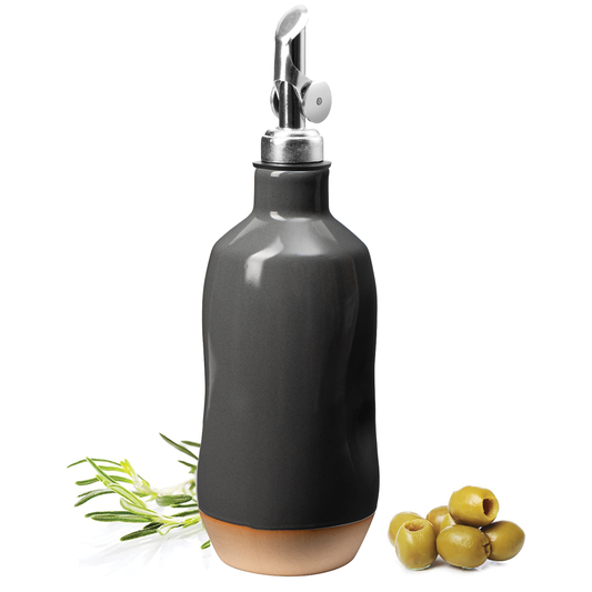 Cruet Ceramic Olive Oil Dispenser Bottle - Dark Grey