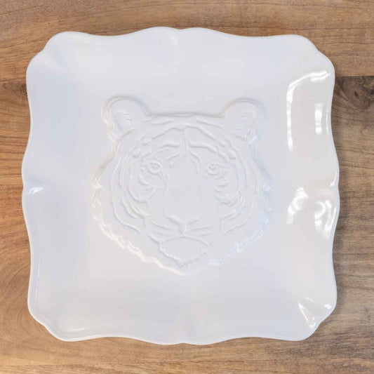 Tiger Square Platter- White
