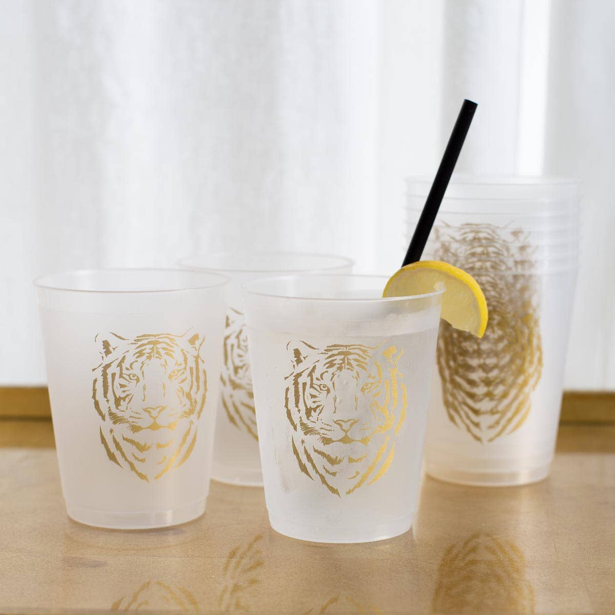 Tiger Party Cups  Frosted/Gold- 16 oz